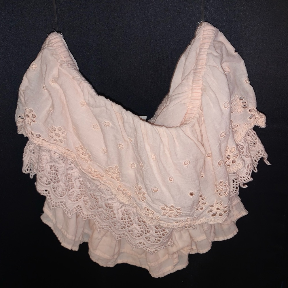 american eagle strapless pink top